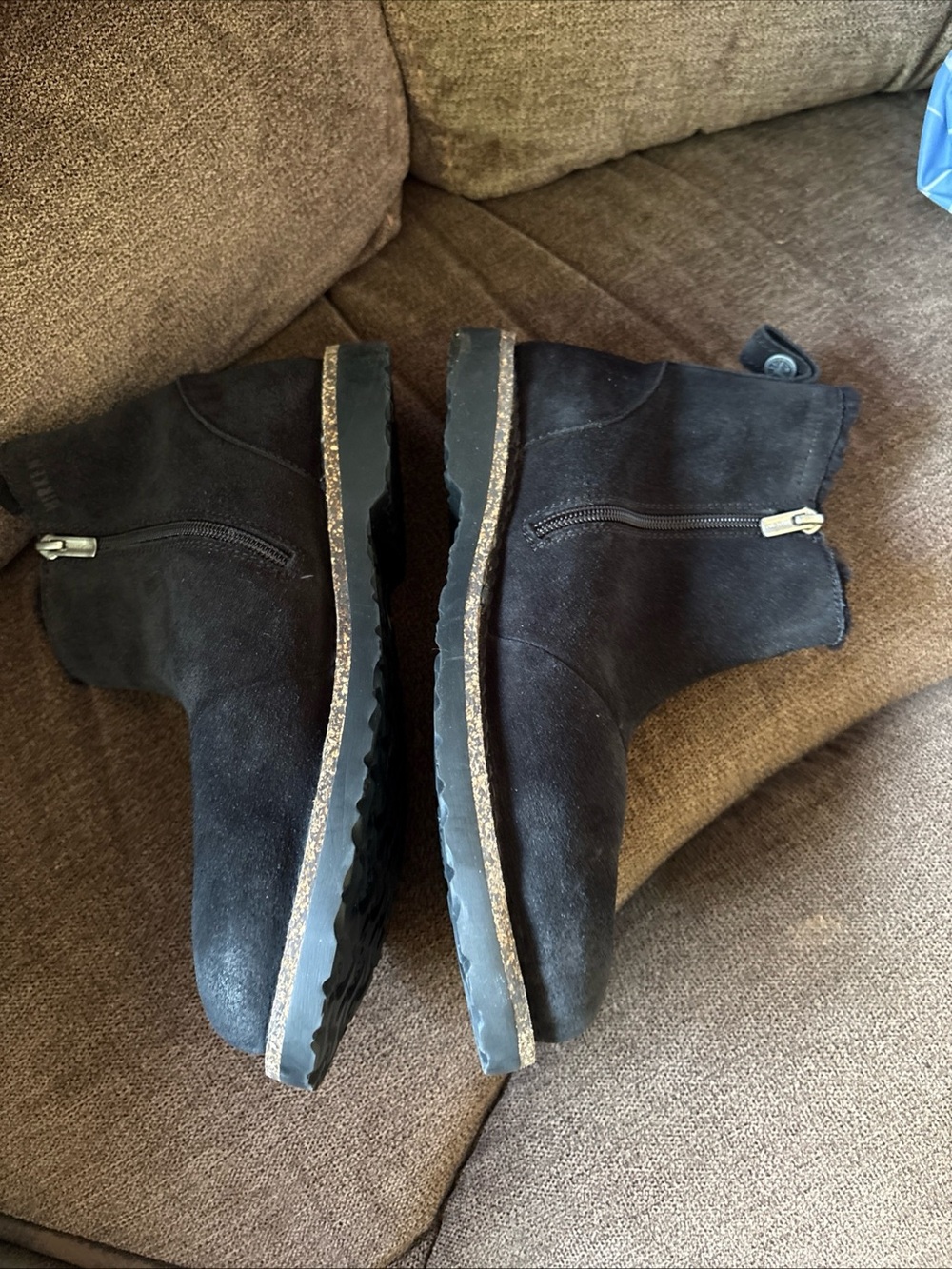 Birkenstock Melrose  Shearling Suede Side Zip Boots Black 41 Wmns 10 Mens 8 - Picture 3 of 7